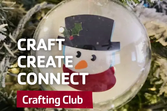 Holiday ornament crafting club graphic.