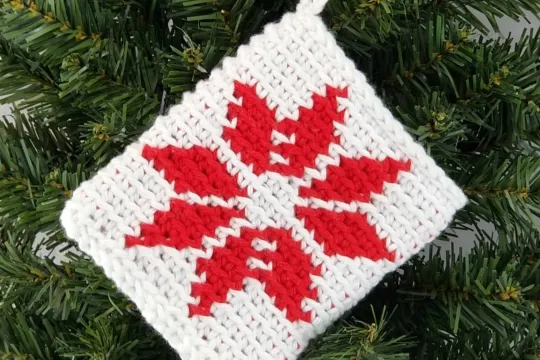 A holiday-themed crochet square.